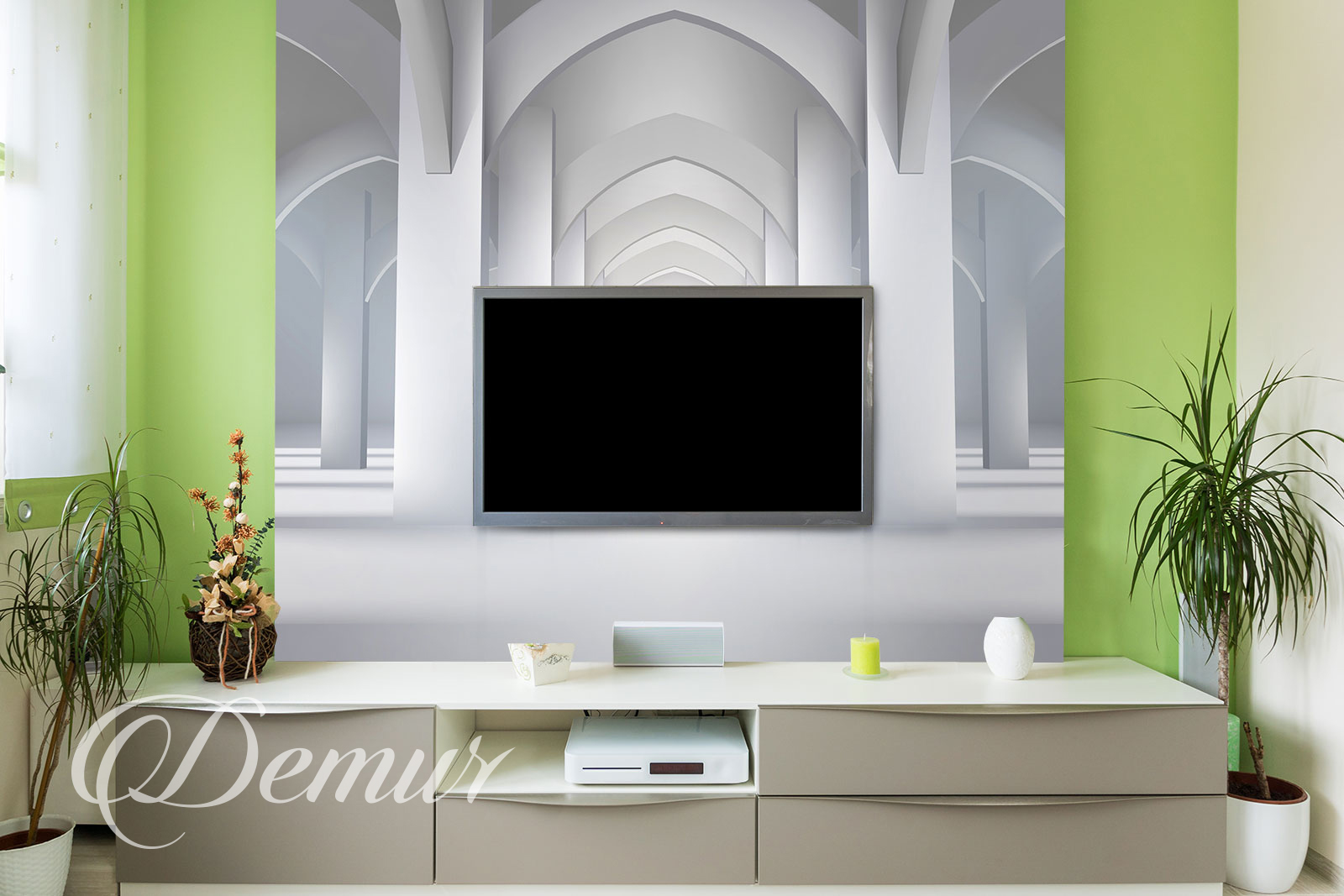 Fototapeta biały pałac - Pomysł na ścianę z telewizorem - Demur