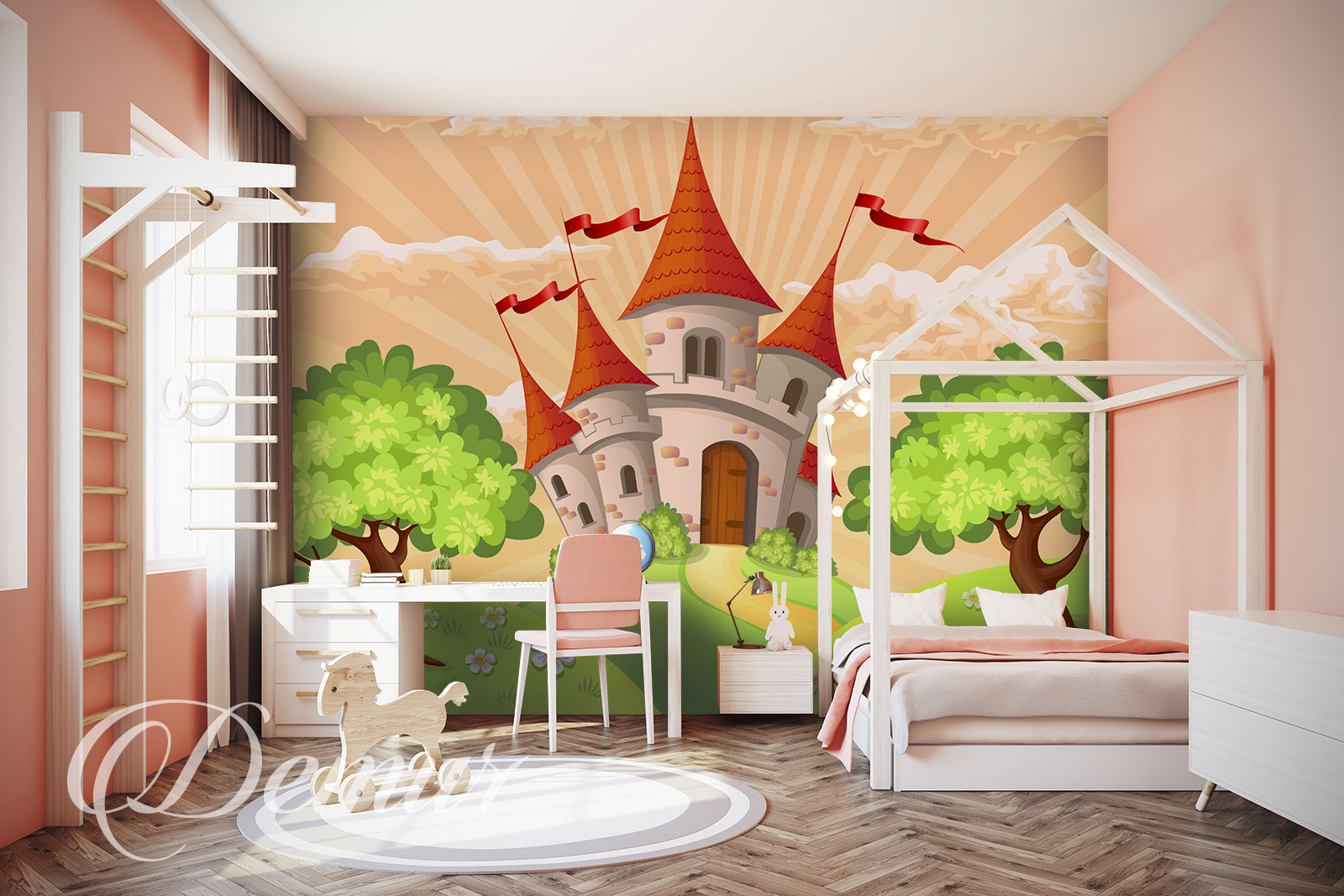 Fototapeta Zamek - Pomysł na ścianę w pokoju dziecięcym - Demur