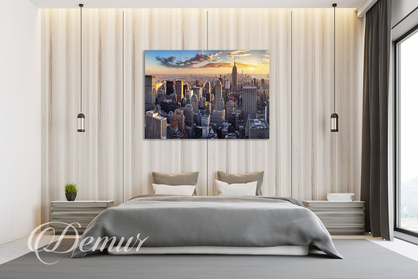 Obraz miasto o zachodzie słońca - Pomysł na ścianę w sypialni - Demur