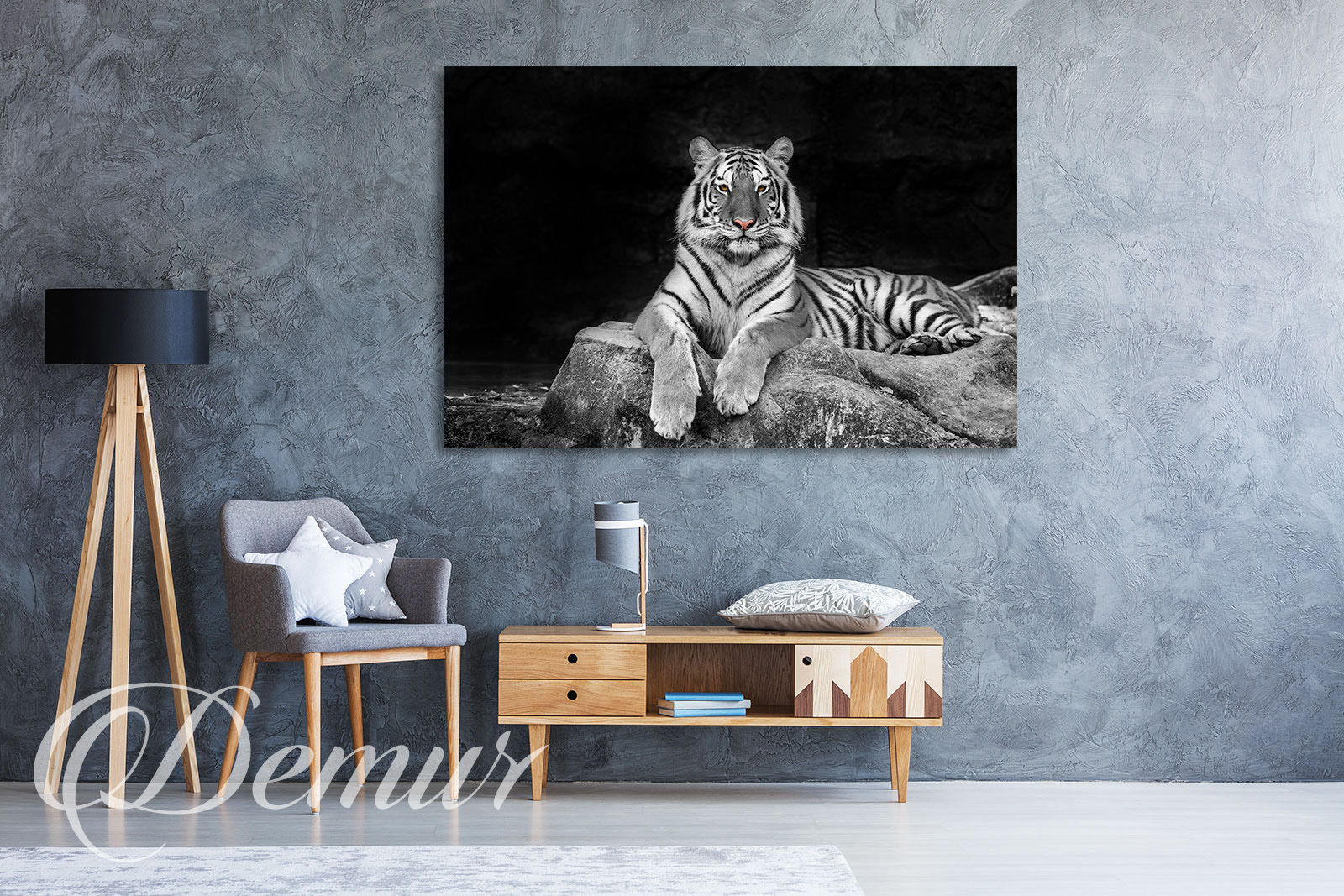 Obraz - Tygrys biało czarny - Jaki obraz do salonu - Demur
