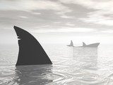 Sharks in the ocean - 3D render  Zwierzęta Fototapeta