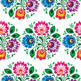 Seamless traditional floral pattern from Poland on white  Folklor Fototapeta