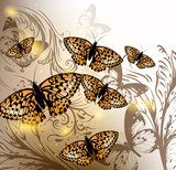 Background with vector butterflies for design  Motyle Fototapeta