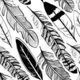 Seamless pattern of bird feathers  Na meble Naklejka