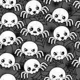 Seamless halloween kawaii cartoon pattern with cute spiders.  Na meble Naklejka