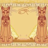 Stylized Egyptian cat , abstract grunge card  Afryka Fototapeta