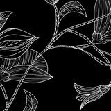 Abstract background with flowers in black and white style  Na laptopa Naklejka