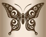 Monochrome butterfly. Decorative pattern of a butterfly.  Na laptopa Naklejka