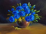 oil painting - still life, a bouquet of flowers, wildflowers  Olejne Obraz
