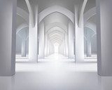Long hallway. Vector illustration.  Optycznie Powiększające Fototapeta