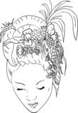 vector - women with floral hair  Drawn Sketch Fototapeta