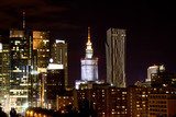 Night view of the city, Warsaw, Poland  Architektura Plakat