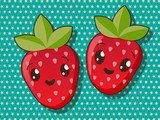 Kawaii strawberry icons  Plakaty do Pokoju dziecka Plakat