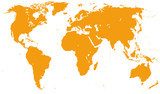 Orange Detailed World Map  Mapa Świata Fototapeta