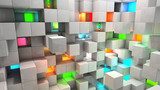 Abstract background white and color cubes  Optycznie Powiększające Fototapeta