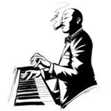 Jazz pianist in black and white  Drawn Sketch Fototapeta