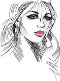 Sketch of beautiful woman face. Vector illustration  Drawn Sketch Fototapeta