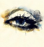 Woman eye . Hand painted fashion illustration  Drawn Sketch Fototapeta