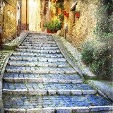 charming  old streets of  medieval villages of Italy  Fototapety Uliczki Fototapeta