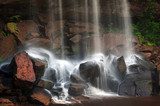 Mountain river waterfall, wet stones and silky water  Fototapety Wodospad Fototapeta