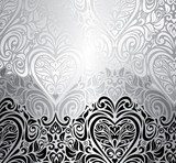 Classic black,white & silver vintage invitation background desig Styl Klasyczny Fototapeta