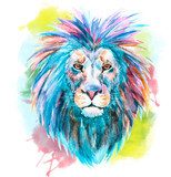 Watercolor vector lion Zwierzęta Plakat