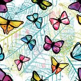 Vector seamless pattern with freehand watercolour butterflies an Fototapety Pastele Fototapeta