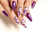 Nail art service. Female manicure and floral patterns. Obrazy do Salonu Kosmetycznego Obraz