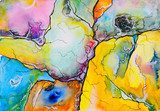 An abstract watercolour painting, suggestive of a map.  Abstrakcja Obraz
