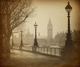 Vintage Retro Picture of Big Ben / Houses of Parliament (London)  Architektura Plakat