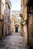 Narrow Street inside Dubrovnik Old Town  Architektura Plakat