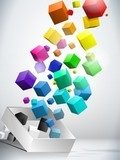 Colorful Flying Cubes Background  Fototapety 3D Fototapeta