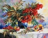 Still-life with a mountain ash and apples  Olejne Obraz
