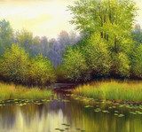 beautiful summer landscape, canvas, oil  Olejne Obraz