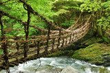 Pont de lianes et bambou Kazura-bashi Ã  Oku Iya, Shikoku  Fototapety Mosty Fototapeta