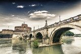 Castel Sant'Angelo and its bridge.  Fototapety Mosty Fototapeta