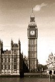 Vintage view of Big Ben clock tower London. Sepia toned.  Fototapety Sepia Fototapeta