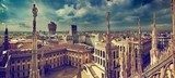 Milan, Italy. City panorama. View on Royal Palace  Fototapety Sepia Fototapeta