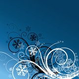 winter floral background with snowflakes  Abstrakcja Fototapeta