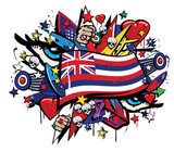 Hawaii Aloha state flag graffiti colorful pop art illustration  Fototapety Graffiti Fototapeta