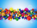Abstract Illustration of Colorful Balls on blue background  Fototapety 3D Fototapeta