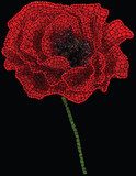 Bud of poppy assembled as a mosaic made of red and green pebbles  Fototapety Maki Fototapeta