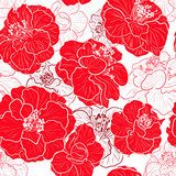 Seamless red pattern with floral background  Fototapety Maki Fototapeta