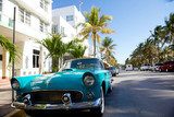 View of  Ocean drive with a vintage car  Pojazdy Fototapeta