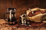 Sack of coffee beans with french press  Fototapety do Kawiarni Fototapeta