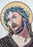 Antique Byzantine Christian mosaic portrait of Jesus Christ  Religijne Obraz