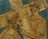 Simon of Cyrene carries the cross  Religijne Obraz
