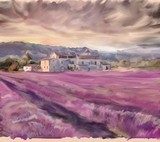 Lavender field in Provence. Watercolor painting  Prowansja Fototapeta