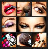 Makeup Collage. Professional Make-up Details. Makeover  Obrazy do Salonu Kosmetycznego Obraz