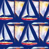 Akwarela z łodzi, jasne, ręcznie rysowane lato. Tapety Sportowe Tapeta